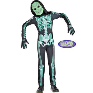 Glow In The Dark Skeleton Halloween Costume Party Child Unisex Medium 8-10